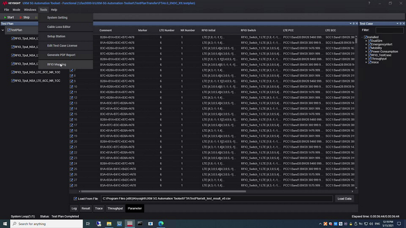 Functional KPI Automation Test Software RFIO Mapping
